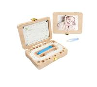 Beatifufu Scatola Porta Dentini in Legno per Organizer per Denti da Latte e Capelli Lanugo Box Conservazione Ricordi Nascita Ragazzo Ragazza Ragazza con Fessure Separate e Magnetico