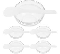 Beatifufu Set 5 Ciotole in Vetro Trasparente per Miscelare Maschere Viso e Oli Essenziali, Piccole Ciotole Portatili per Salone di Bellezza e Uso Domestico, Spatole Bianche per Trattamento