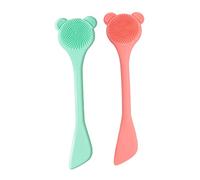 Beatifufu Spazzola Detergente Viso in Silicone Verde, Set 2 Pezzi per Maschera e Peeling, Delicata sulla Pelle, Facile da Pulire