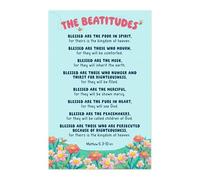 Beatitudes Scripture Poster for Kids - Matthew 5:3-10 with Visual Aids, Colorful Bible Verse Print for Homeschool & Sunday School Classroom(Unframed,16x24inch(40x60cm))