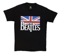 Beatles - the - T-Shirt # L Unisex Black # Drop T Logo & Vintage Flag