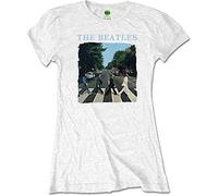 Beatles the - T-Shirt # M Ladies White # Abbey Road & Logo