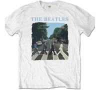 Beatles the - T-Shirt # S White Unisex # Abbey Road & Logo