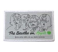 Beatles - the - The Beatles Beatles On Apple Nero On Bianca Woven Patch Size One Size
