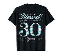 Beato da Dio per 30 Anni 30 ° Compleanno B-Day Party Maglietta