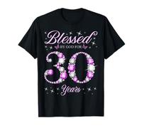 Beato da Dio per 30 Anni 30 ° Compleanno B-Day Party Maglietta