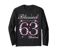 Beato da Dio per 63 Anni 63° Compleanno Festa B-Day Maglia a Manica
