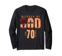 Beato da Dio per 70 Anni 70° Compleanno Tema Religioso Maglia a Manica