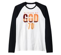 Beato da Dio per 70 Anni 70° Compleanno Tema Religioso Maglia con Maniche Raglan