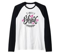 Beato oltre misura semplicemente benedetta famiglia benedetta fede benedetta Maglia con Maniche Raglan