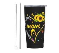 Beato per essere chiamato mamma Bicchiere da viaggio sottile in acciaio inossidabile Tazza da caffè sottile isolata a doppia parete da 20 Oz con coperchio a prova di spruzzi e cannuccia e spazzola pe