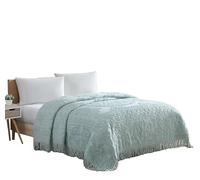 Beatrice Home Fashions Copriletto in ciniglia con medaglione, per letto matrimoniale, colore: blu