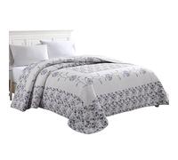 Beatrice Home Fashions Copriletto trapuntato ricamato floreale garofano, leggero, per tutte le stagioni, regina, lavanda