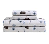 Beatrice Home Fashions Cozy Cabin - Set di lenzuola in microfibra con tasche profonde, 4 pezzi, motivo patchwork rustico, motivo: cervi, Lake Day