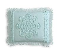 Beatrice Home Fashions Fodera standard, blu, medaglione di loto, 100% ciniglia di cotone, morbida, accogliente, leggera, con frange