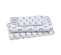 Beatrice Home Fashions Printed Microfiber Sheet Set, Soft Comfortable Easy Care, Includes 1 Fitted Sheet with 12" Deep Pockets, 1 Flat Sheet, Pillowcase, Twin, White Bulldogs