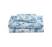 Beatrice Home Fashions Set di lenzuola in microfibra con stampa costiera, morbide, comode, tasche profonde da 30,5 cm, king size, tartarughe nautiche