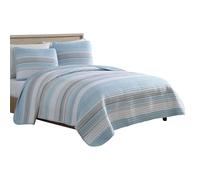 Beatrice Home Fashions Set trapunta a righe, poliestere, blu grigio, completo/queen size