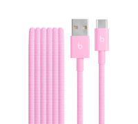 Beats da USB-A a USB-C Cavo in tessuto intrecciato, ricarica rapida, resistente e antigroviglio, caricatore compatibile per dispositivi Apple e Android (1,5 m) - Rosa energico