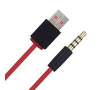 Beats Studio - Cavo di ricarica USB da 3,5 mm, compatibile con cuffie wireless Beats by Dre Studio e adatto per iPod Shuffle di 3a/4a/5a/6a/7a generazione (rosso)