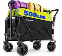 BEAU JARDIN XXL Carrello da Trasporto Pieghevole 300L 250KG per Giardino, Spiaggia e Campeggio con 4 Ruote Tutti i Terreni, Telaio in Acciaio, Tela Impermeabile 600D, Nero