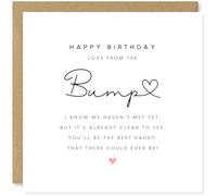 Beau Willows Biglietto di auguri con scritta "Happy Birthday From The Bump To The Daddy To Be - Pregnant Mum Mother Her From Bump Daughter Son Baby Newborn Love Heart Greetings Card For New Dad