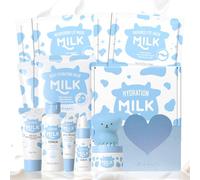 BeauBase Milk Skincare Set Adolescente Ragazza Regali 12 pezzi | Mini Size da Viaggio Prodotti Beauty include Detergente, Tonico, Crema Viso, Maschera, Siero e Crema per Gli Occhi