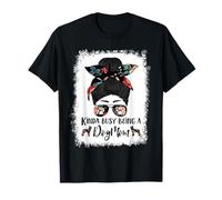 Beauceron Kinda Busy Being A Dog Mom Funny Messy Bun Maglietta