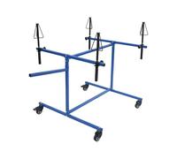 Beaudreaul Supporto per verniciatura con 4 ruote, supporto per verniciatura dei cerchioni, girevole a 360°, supporto per 4 cerchioni, capacità totale di carico 100 kg, per officine auto (blu)