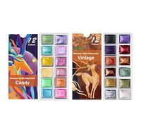 BeauFairy 12 Colori Manicure Solido Pigmento Perlecente, Metallic Polvere di Pigmento per Unghie, Acquerelli Vernici Marmo Set di Palette for Nail Art, DIY Nail Accessori per Nail Tips Disegno, 004