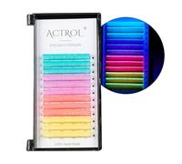 BeauFairy Ciglia Finte Colorate, Extension Ciglia, 16mm Lunghezza Mista, Bagliore Sotto Luce Uv Luce, Utilizzato per Espandere le Ciglia, Ciglia Finte Cluster, Festival Eventi Feste Make-Up DIY, 06