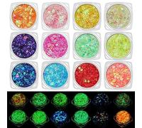 BeauFairy Luminoso Glitter Gel Corpo,12 Colori, Sparkling Chunky Glitter Make Up Cosmetic con Lustrini, per Viso, Unghie, Occhi, Labbra, Capelli, Corpo, per Musica, Festival, Feste in Maschera (A)