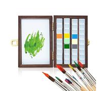 BeauFairy Tavolozza da Viaggio in Legno, 36 Griglie, Tavolozza Portatile ad Acquerello, Tavolozza per Schizzi in Legno, Tavolozza Pittura per Pittura ad Acquerello, Pittura Acrilica, 012