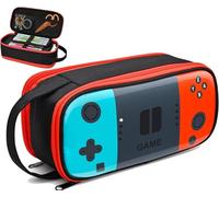 Beaulyn Gamer Pencil Case per ragazzi e bambini - Grande capacità robusta penna con chiusura lampo, organizer portatile per scuola e viaggi, Orange & Blue Plus, Zaino per bambini