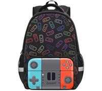 BeaulynZaino scolastico per ragazzi, Borsa da scuola per bambini per studenti elementari, Zaino per videogiochi da 17" per laptop, Game-teal+arancio, One Backpack