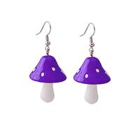 Beaupretty 1 Coppia Orecchini Pendenti a Forma Di Fungo Penzolante Di Moda Smalto Carino Ornamento A Tema Ciondolo Pendenti Dell'orecchio Delle Donne Ciondoli Femminili Viola,porpora Plastica