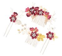 Beaupretty 1 Impostato Tornante Decorato Setola Accessorio Spose Fiori Groviglio Accessori Per Della Della Sposa Accessori Per Da Sposa Per Le Donne Rosso Lega Di Zinco