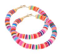 Beaupretty 1 Paio Di Orecchini Boho Orecchini Bohémien Alla Moda Pendenti Estivi A Cerchio In Argilla Polimerica Occidentali Semplici