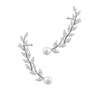Beaupretty 1 Paio orecchini a foglia di salice orecchini a polsino foglia orecchini a forma di foglia scalatore dell'orecchio per le donne cerchio del polsino dell'orecchio