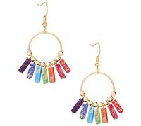 Beaupretty 1 Paio Orecchini boho gioielli per le orecchie orecchini pendenti con nappine delicato decoro dell'orecchio orecchini da donna con nappe marmo Colorful