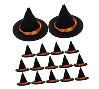 Beaupretty 16 Mini Cappelli da Strega Nero Tappi per Bottiglie Vino Accessori Miniatura per Case delle Decorazioni per Feste Halloween