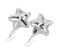 Beaupretty 1paio Orecchini Disco Geometrici Per Donne Eleganti Orecchini Stella Dangle Accessori Fashion Per Feste e Balli Leggeri e Confortevoli Argento