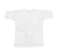 Beaupretty 1pezzi Grembiule Bianco Cerniera Abito Da Lavoro Maniche Corte Mantello Per Cucina e Barbiere Realizzato in Materiale Resistente Comodo e Pulito