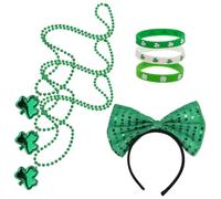 Beaupretty 1Set Abito da donna festivo Perline per il di San Patrizio sfuse maglietta di trifoglio collane per il di san patrizio gioielli greci tessuto Green
