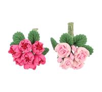 Beaupretty 2 Miniature Artificial Floral Bouquet in Resin Mini Dollhouse Flower Arrangement For Micro Landscape Portable DIY Decoration Compatible With Various Dollhouse Models