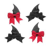 Beaupretty 2 paia Clip per Capelli Halloween con Decorazioni a Forma di Pipistrello e Corna da Nero e Rosso Accessori Goth Leggeri e Resistenti per Feste e Costumi Cosplay