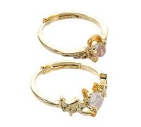 Beaupretty 2 Pezzi anello aperto dell'angelo Uomini coppia di del diavolo anello regolabile aperto anello di lui il suo amante Anello nuziale ala Lega di zinco D'oro