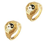 Beaupretty 2 Pezzi Anello in acciaio Tai Titanio gioielli cinesi anelli gioielli da anello cinese suona gli uomini anello bagua anello per gli uomini Acciaio al titanio D'oro