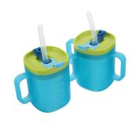 Beaupretty 2 Pezzi Bicchieri Riutilizzabili Antigoccia con Cannuccia e Tazze per Latte per Anziani Tazza Allenamento con Misuratore Idratazione