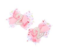 Beaupretty 2 Pezzi Birthday Hair Bow Clips per Bambine con Rosa con Fermagli Clip per Compleanni Accessori per Feste e Quotidiano